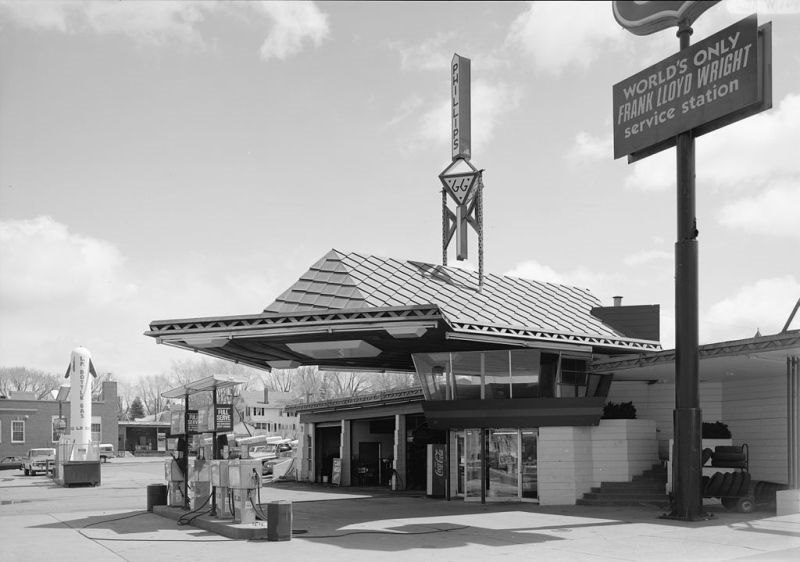 Gasolinera en Minnesota (EE.UU). Arquitecto Frank Lloyd Wright.