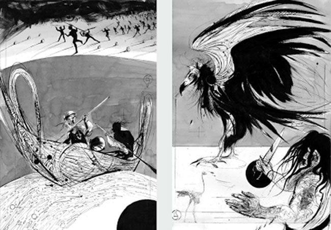 Ilustraciones de Luis Scafati de la narración de Arthur Gordon Pym en Zorro Rojo