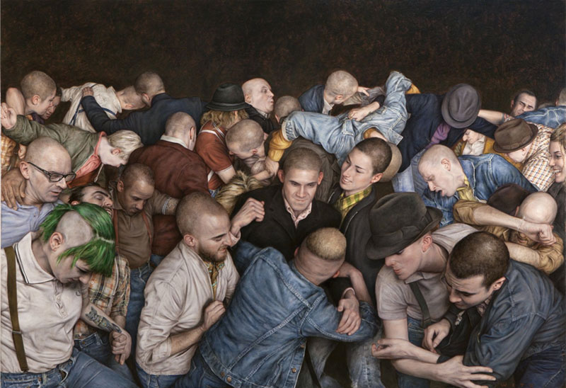 Estupenda pintura realista de Dan Witz: Mosh Pits (Human and Otherwise)