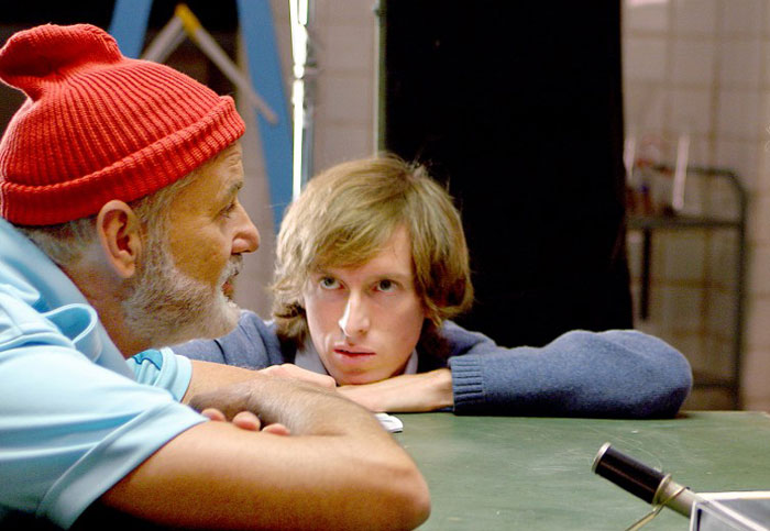 Bill Murray y Wes Anderson en el rodaje de Life Aquatic (2004)