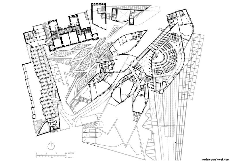 Planta general del Edificio del Parlamento de Edimburgo, arquitecto Enric Miralles. © Architecture week.