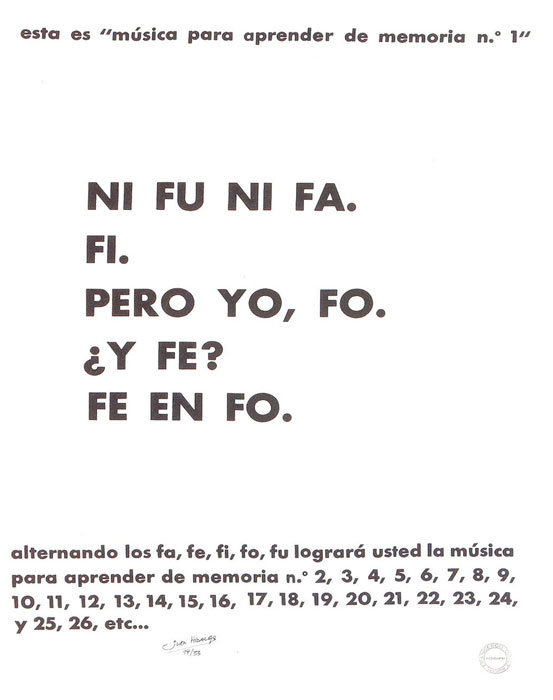 "Música para aprender de memoria nº1". Juan Hidalgo