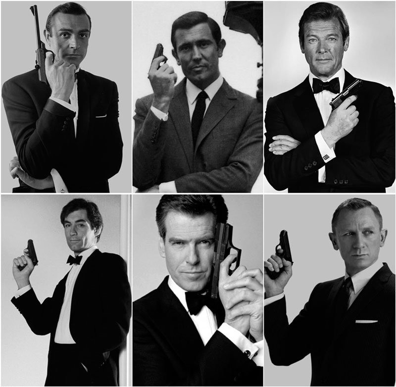 Actores que han encarnado a James Bond en el cine.