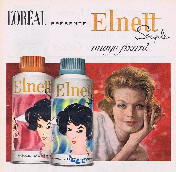 Publicidad de laca Elnett. l'Oréal